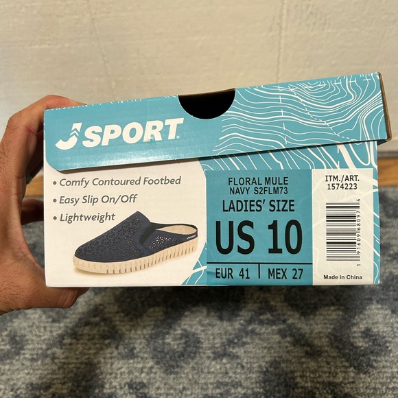 Jsport Ladies' Floral Mule, Navy Blue (10) - Picture 7 of 12